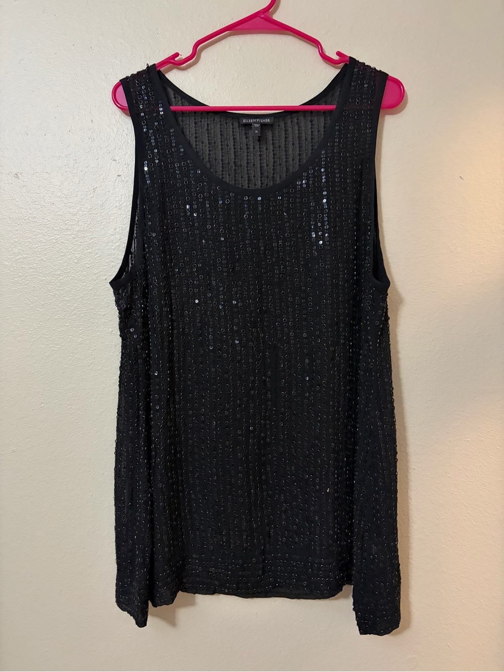 Eileen Fisher Black Sequin Sleeveless Tank